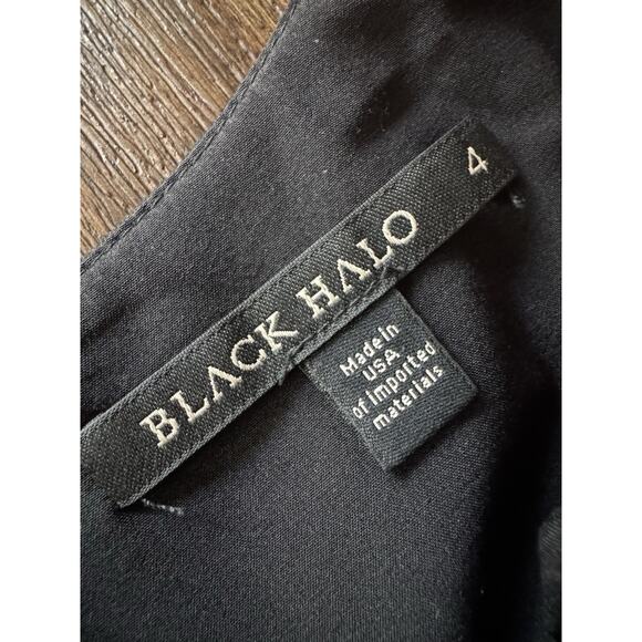 Black Halo 3/4 Sleeve Jackie in Black Stretch Gabardine Belted Sheath Dress 4 - Picture 5 of 15